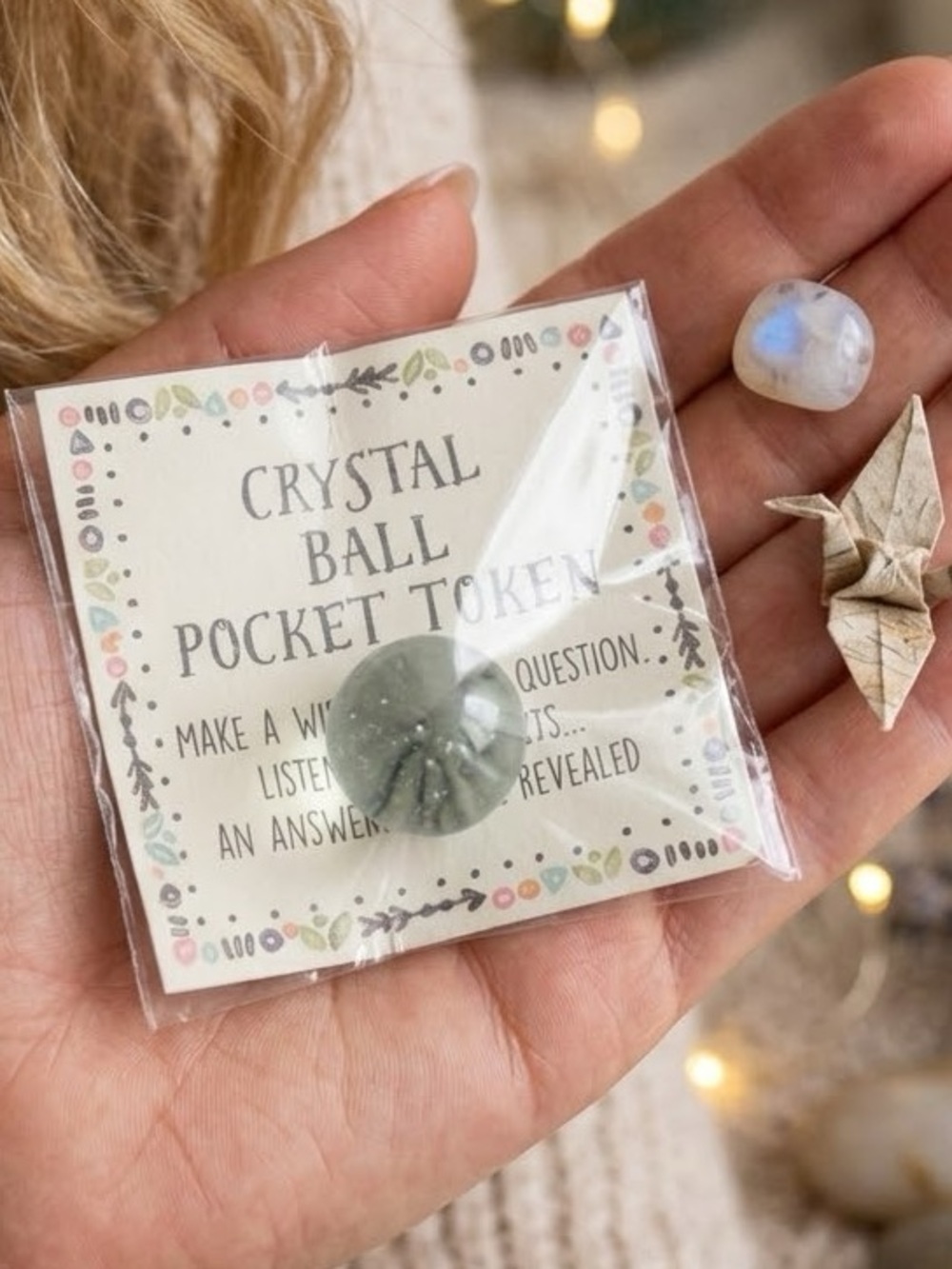 🆕 NATURAL LIFE Clear Crystal Ball Pocket Wish Token Good Luck Charm